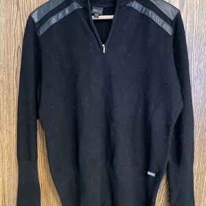 NIL Women’s Black Zip Up Sweater with Leather Details